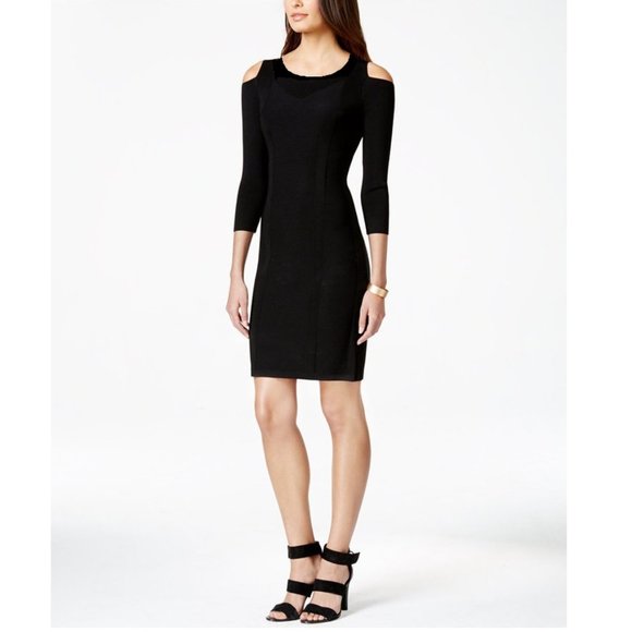 Calvin Klein Dresses & Skirts - Calvin Klein Black Cold Shoulder Sweater Dress Size 1X